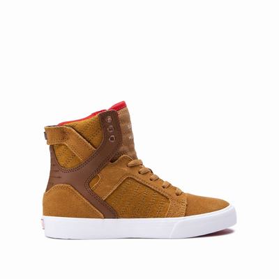 Supra SKYTOP - Lasten Matalavartiset Tennarit - Ruskea/Valkoinen